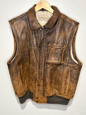 VTG Adam Spencer distressed leather ranch/workwear vest - Men’s Large